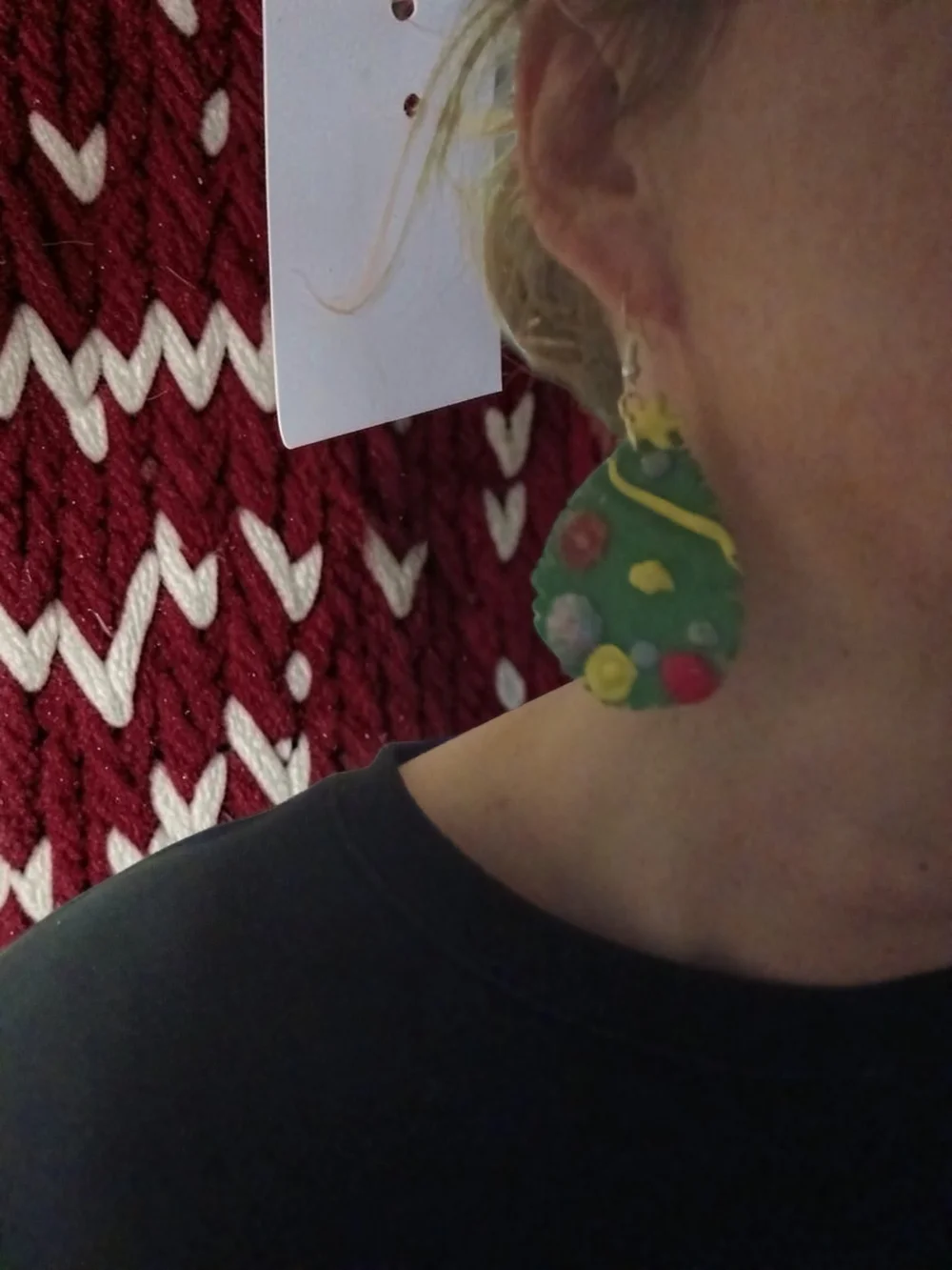 Handcrafted Green Christmas Tree Drop Earrings with Yellow Star